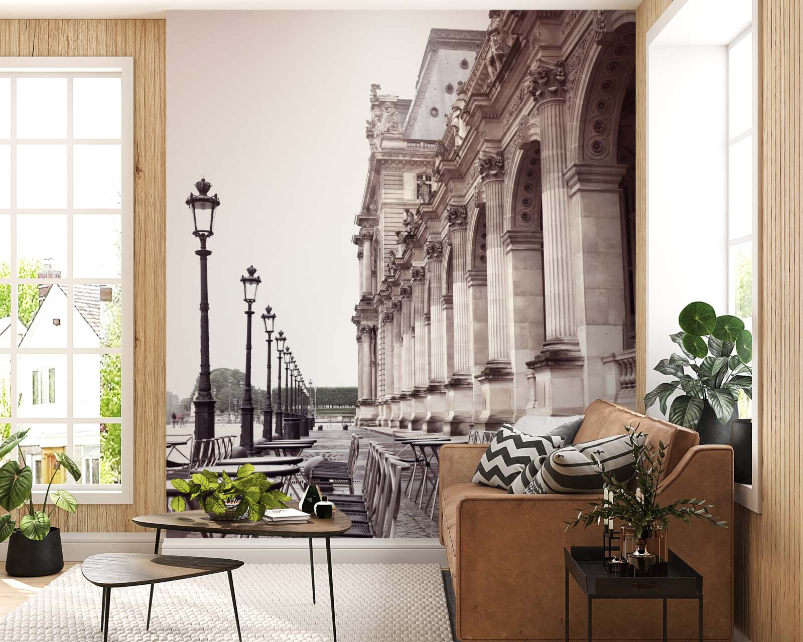 Fototapet cafenea în stil italian pe chei, în ploaie