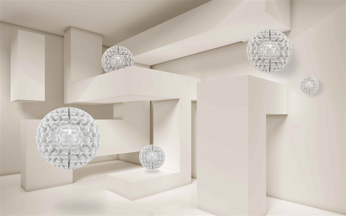 Fototapet cercuri albe abstracte pe un fundal de dreptunghiuri