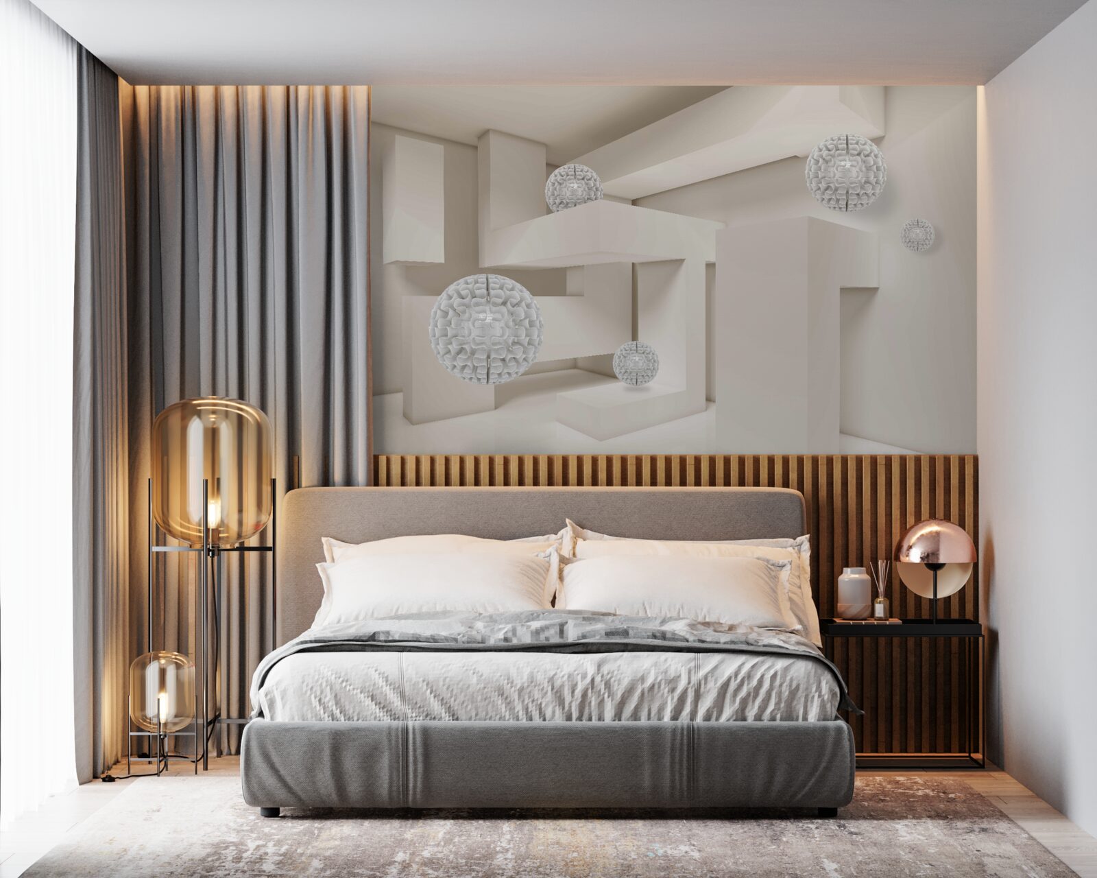 Fototapet cercuri albe abstracte pe un fundal de dreptunghiuri