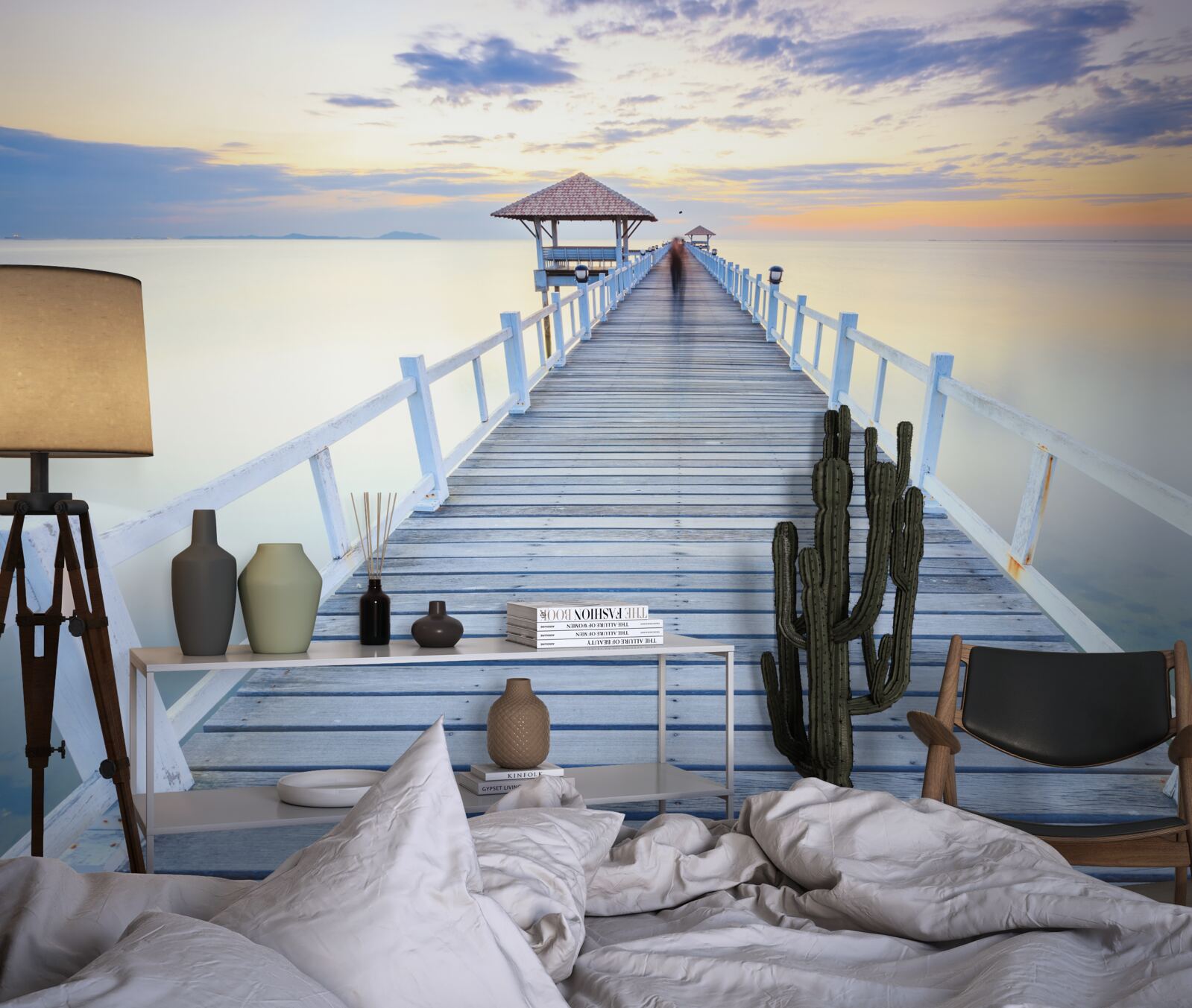 Fototapet chei cu un foișor peste apă în zori, care a văzut multe un