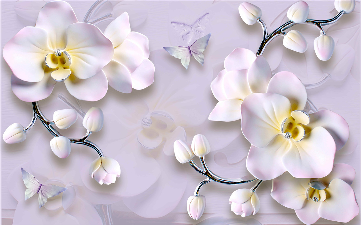 Fototapet flori albe ca zăpada înfloresc pe ramuri