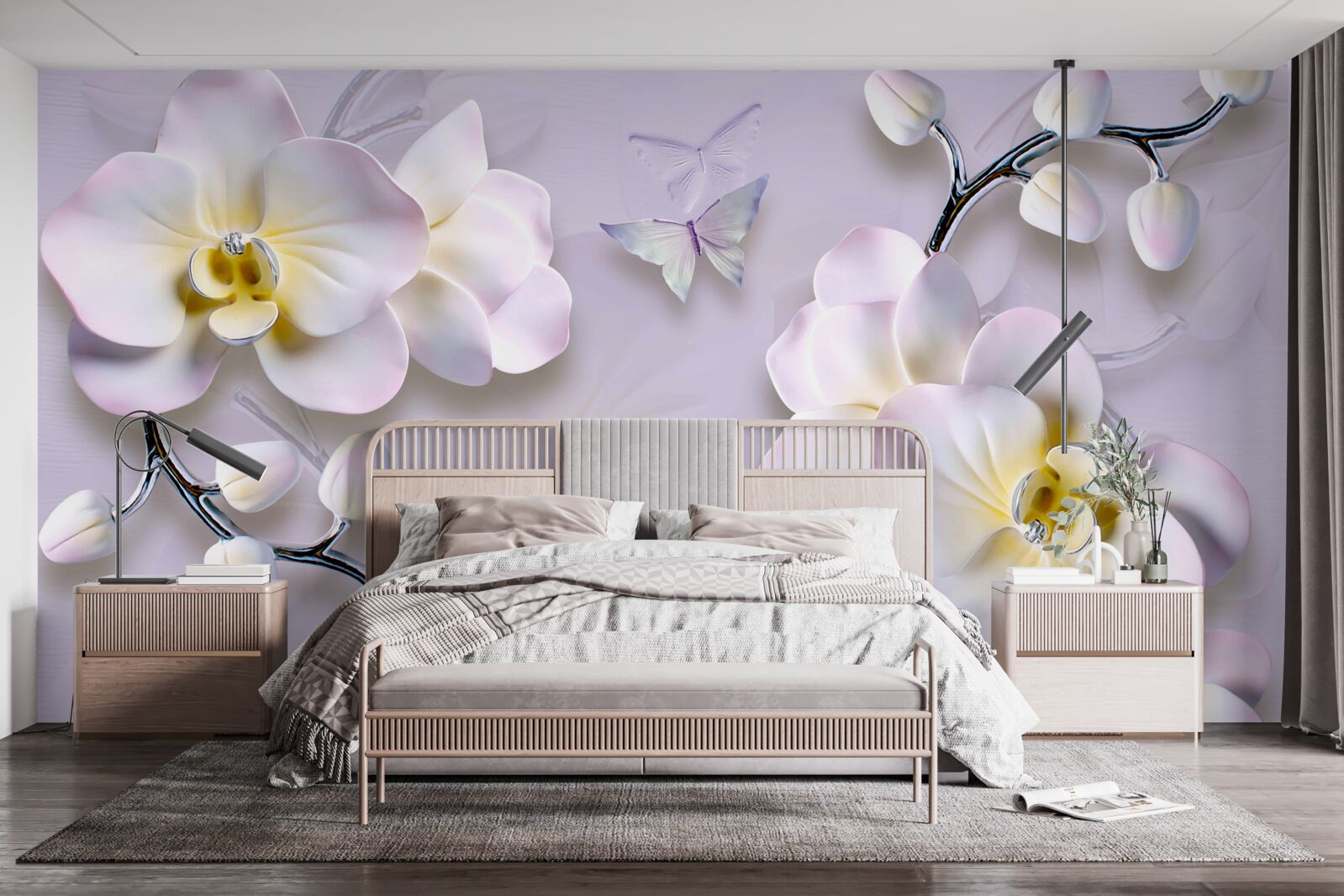 Fototapet flori albe ca zăpada înfloresc pe ramuri