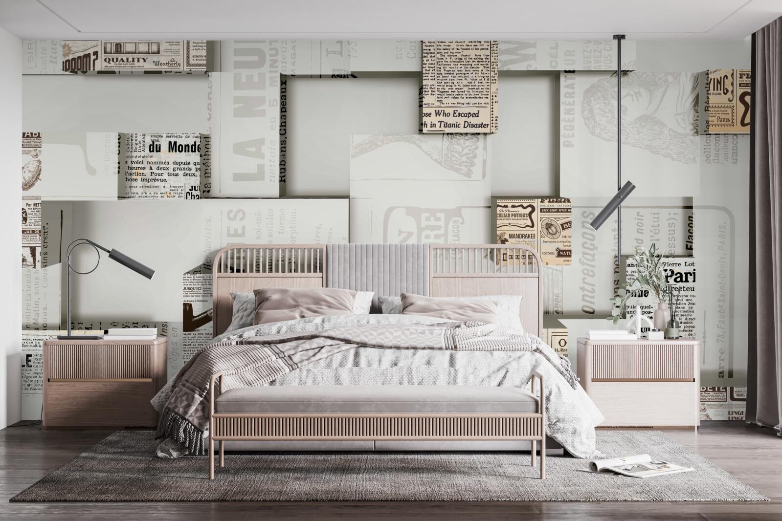 Fototapet abstracție din cutii de ziare pe rafturi