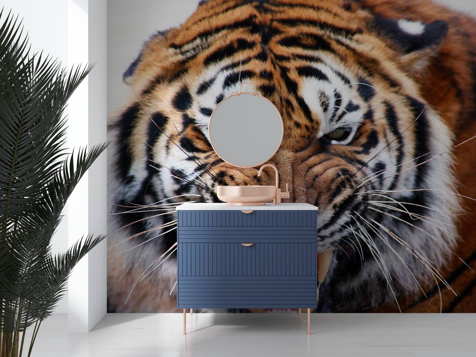 Fototapet tigrul adult furios face un răget