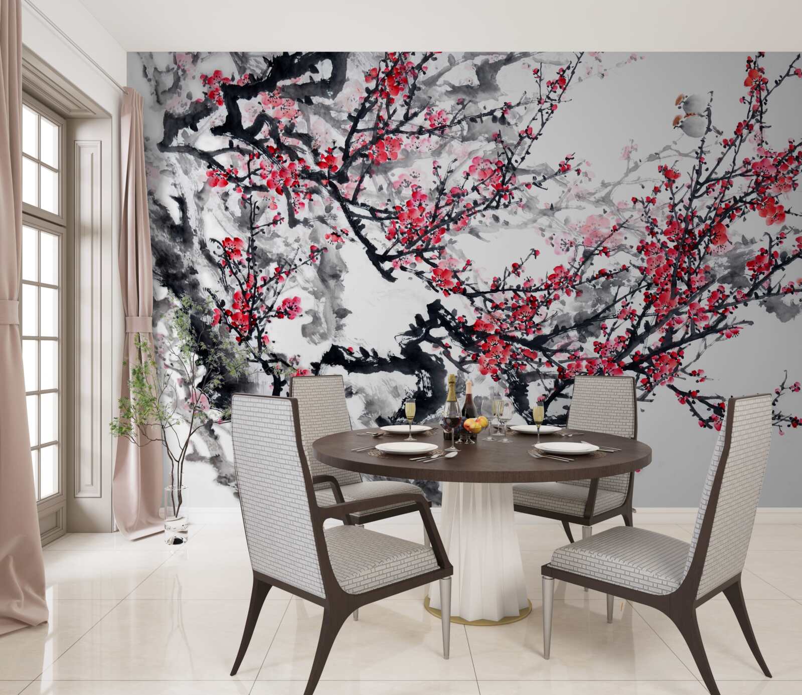 Fototapet flori de sakura pe copac