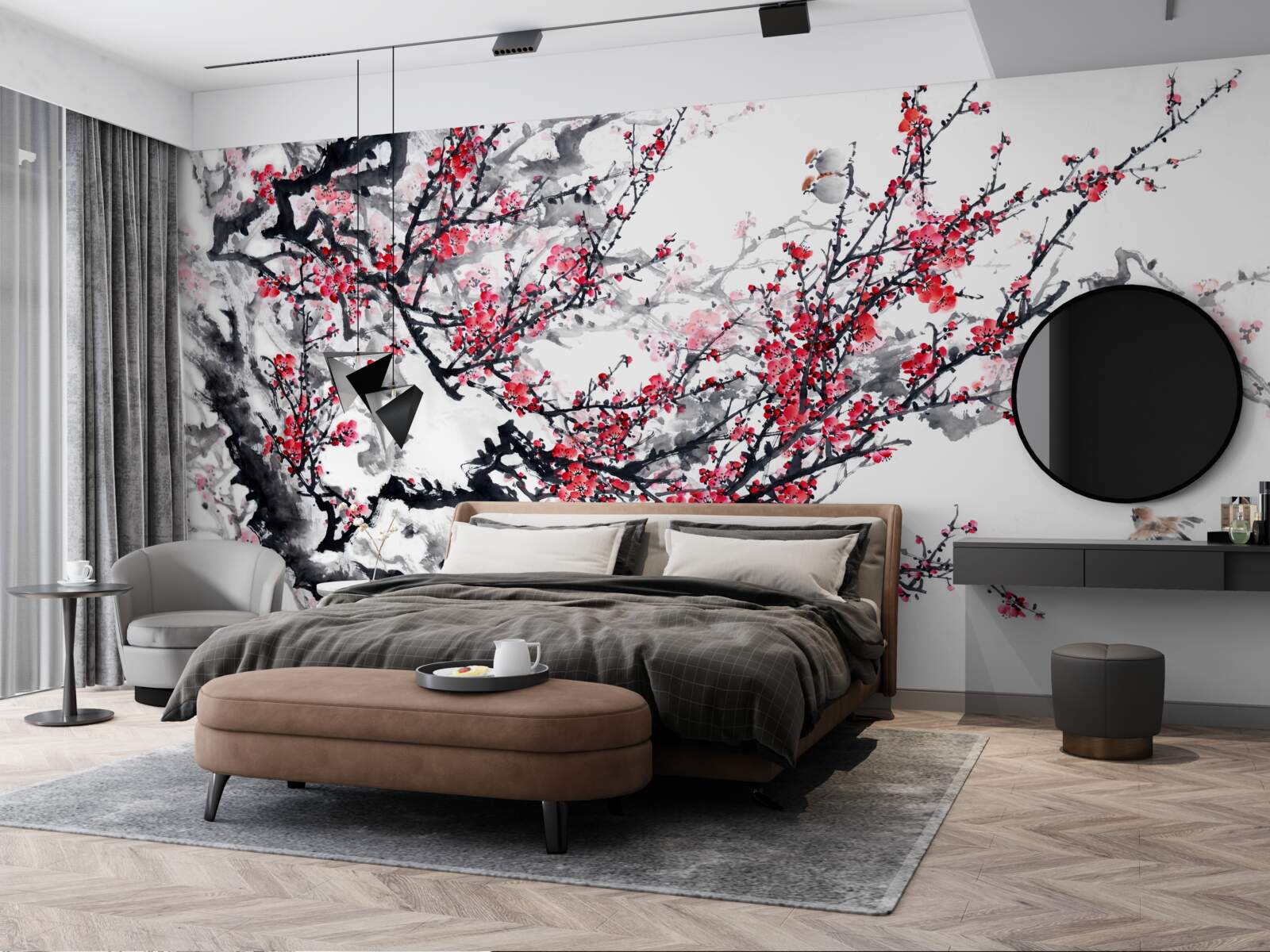 Fototapet flori de sakura pe copac