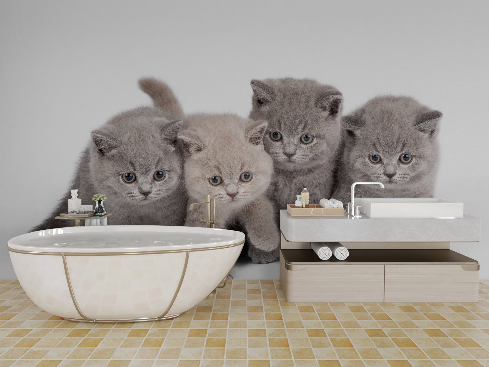 Fototapet patru pisicuțe drăguțe