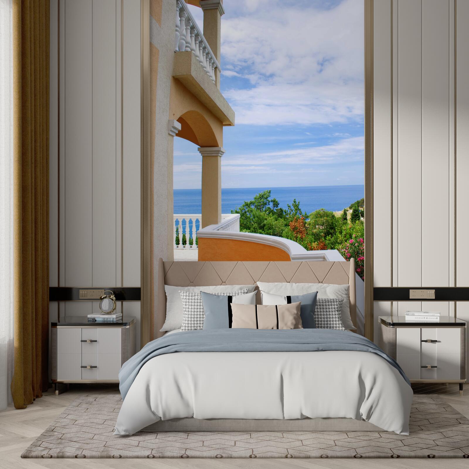 Fototapet vedere panoramică a oceanului nemărginit de pe puntea de observație a casei