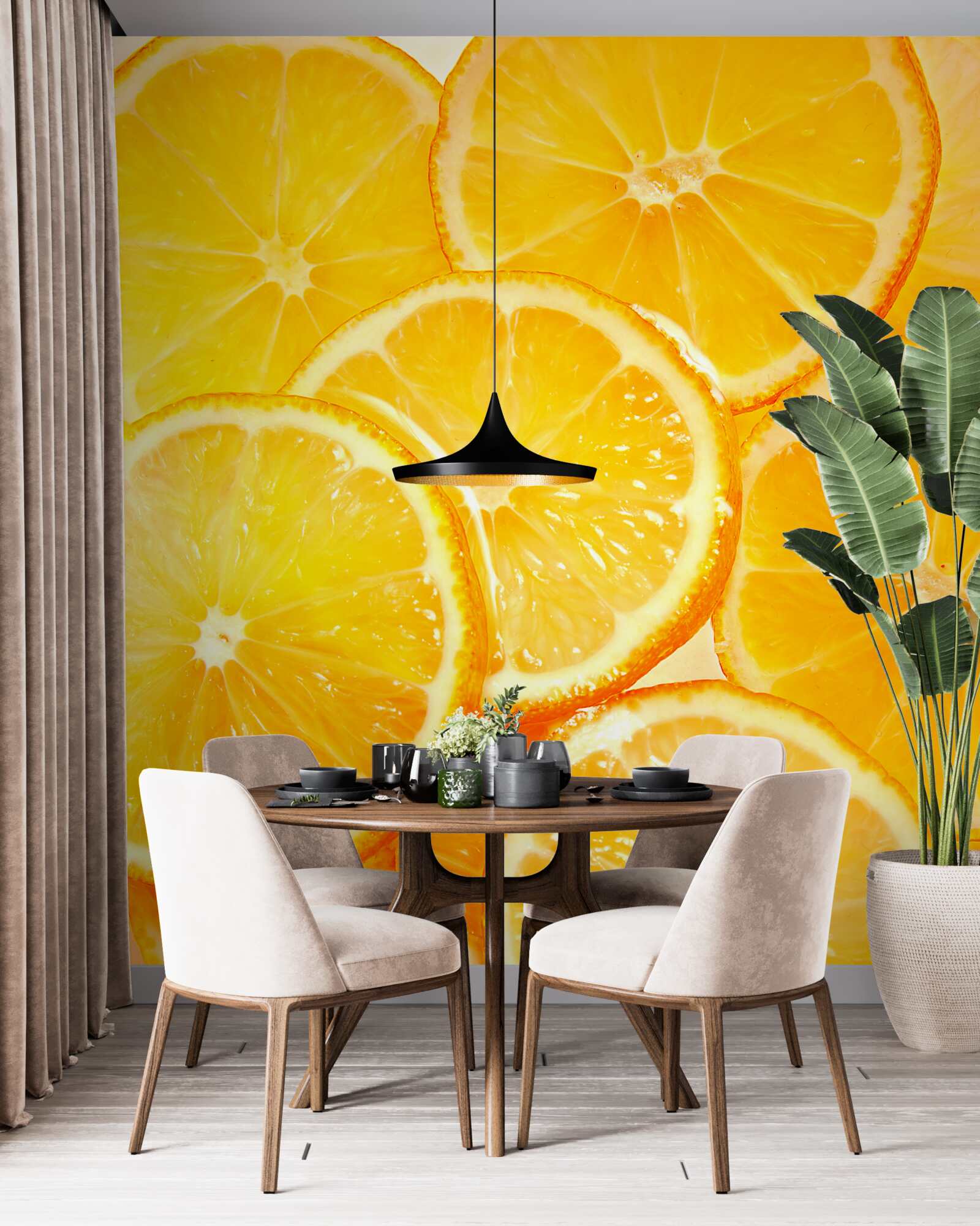 Fototapet felii de portocale suculente și strălucitoare