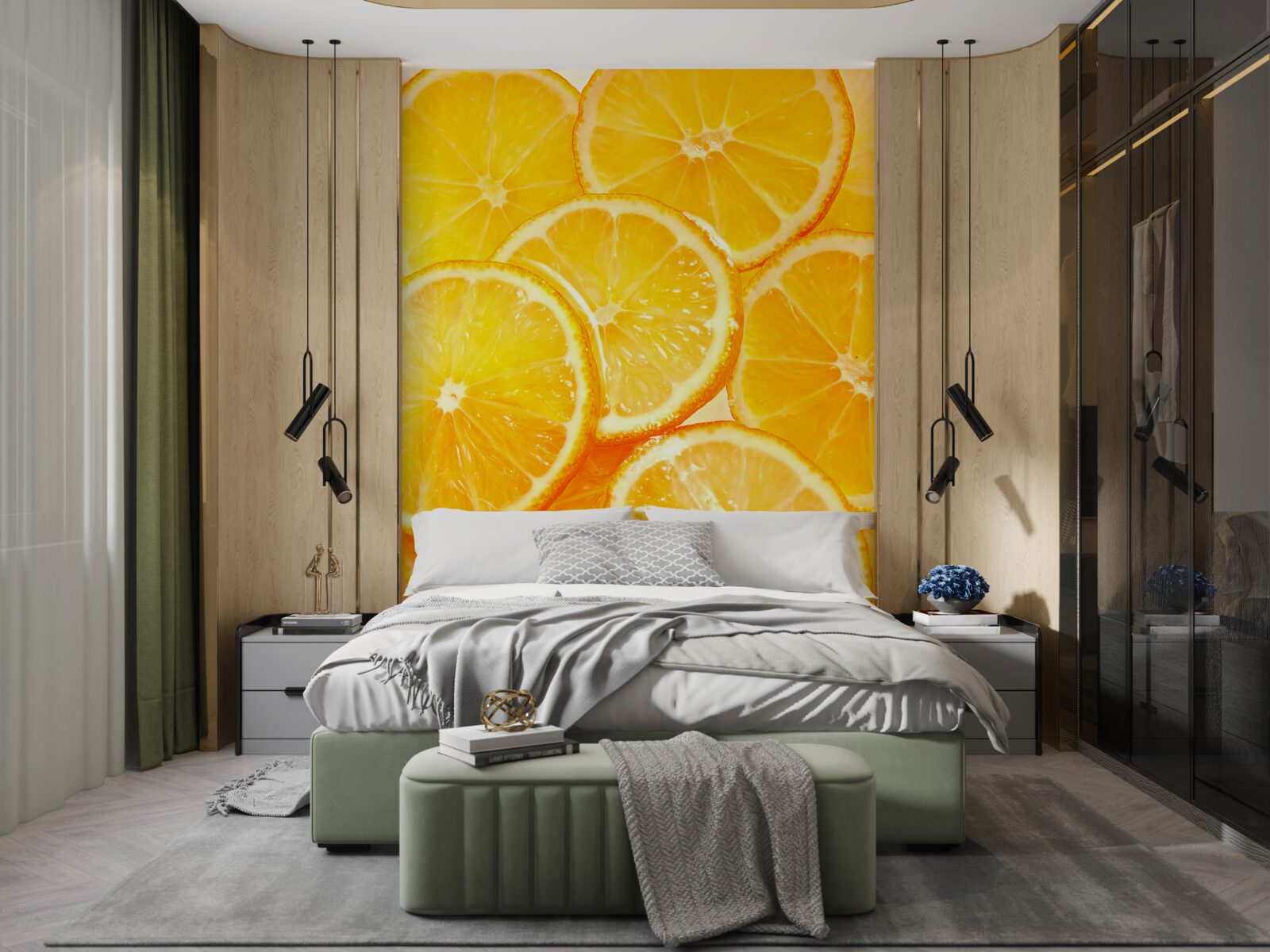 Fototapet felii de portocale suculente și strălucitoare