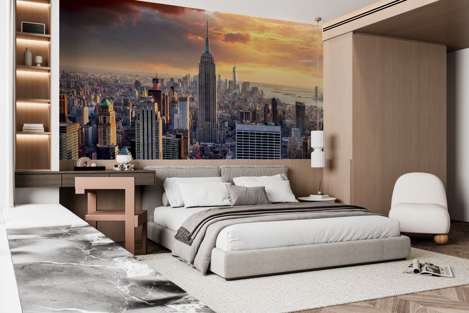 Fototapet vederi uimitoare ale principalilor zgârie-nori din new york