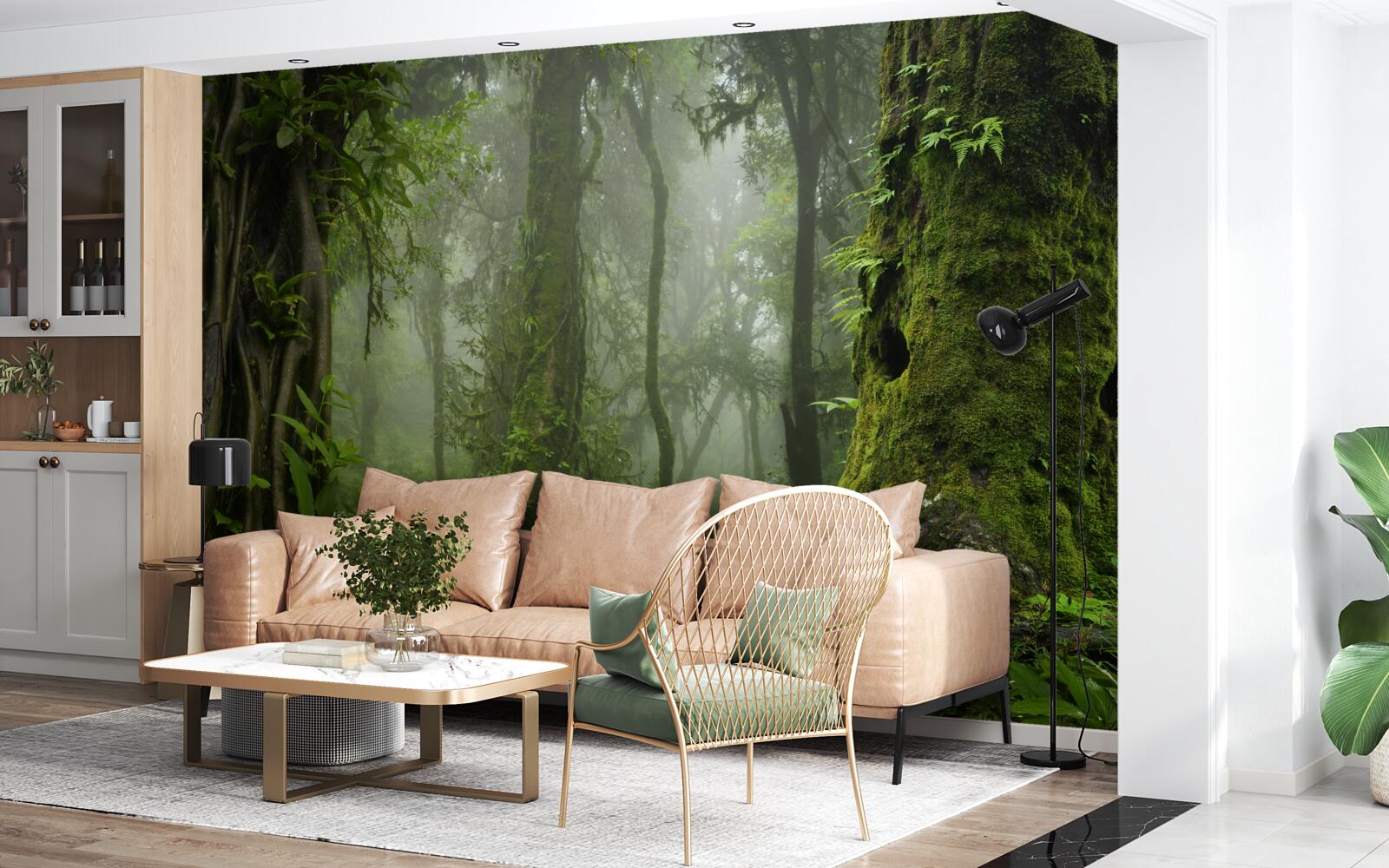 Fototapet precipitații abundente într-o pădure străveche