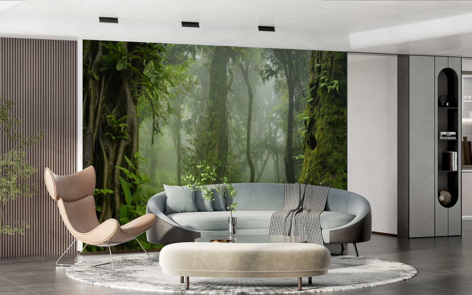 Fototapet precipitații abundente într-o pădure străveche