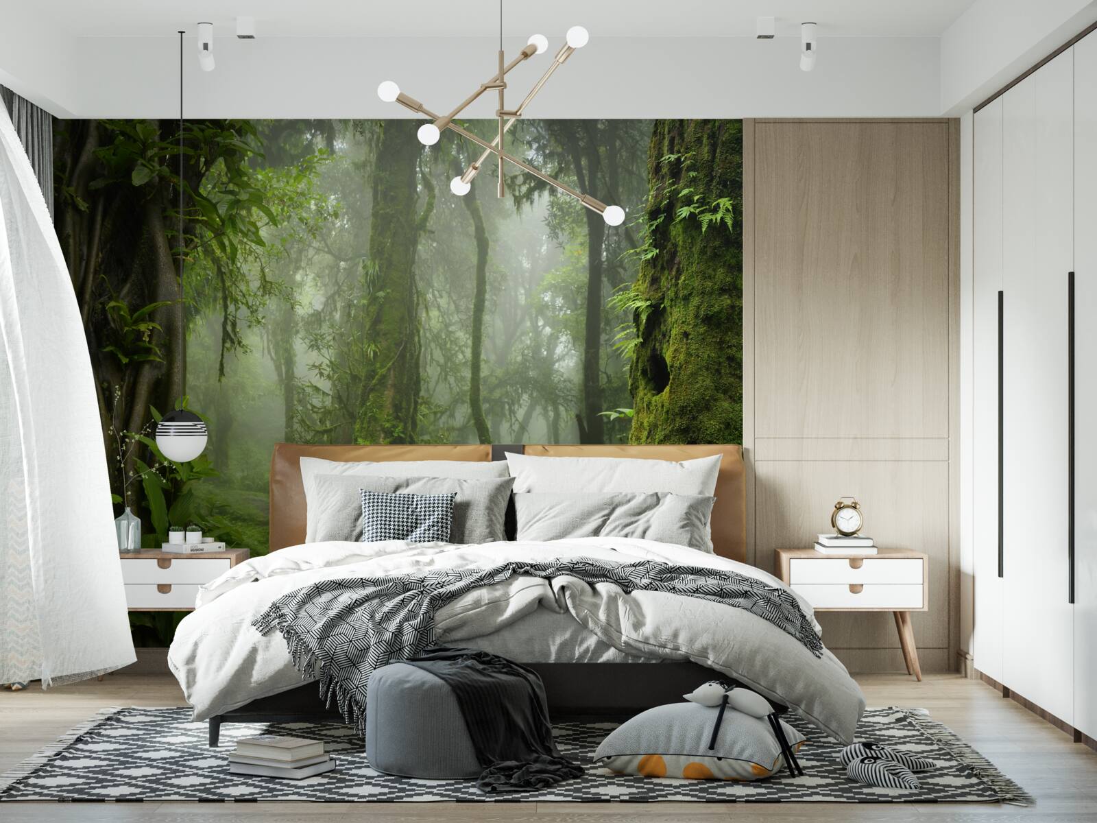 Fototapet precipitații abundente într-o pădure străveche