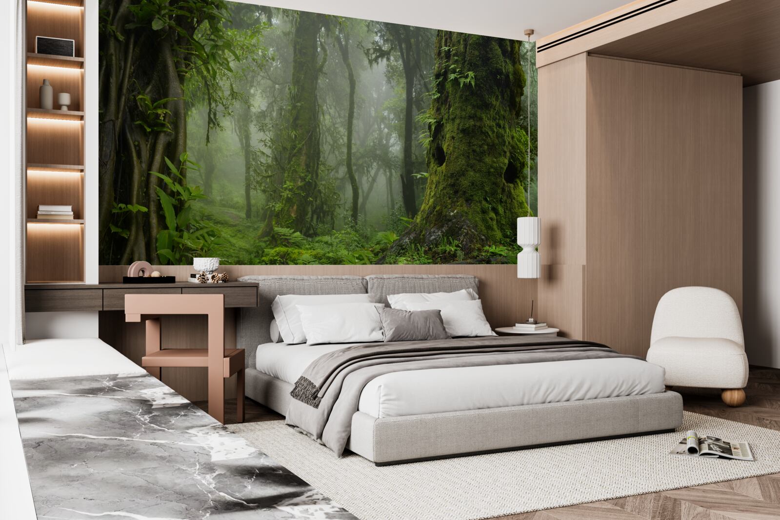 Fototapet precipitații abundente într-o pădure străveche