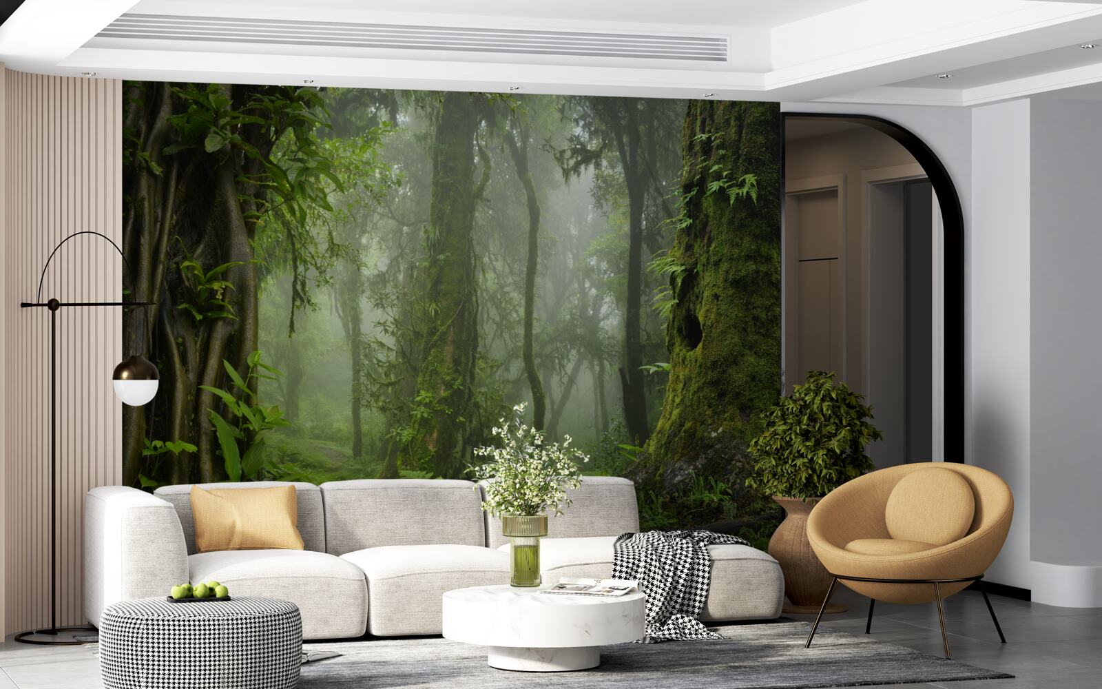 Fototapet precipitații abundente într-o pădure străveche