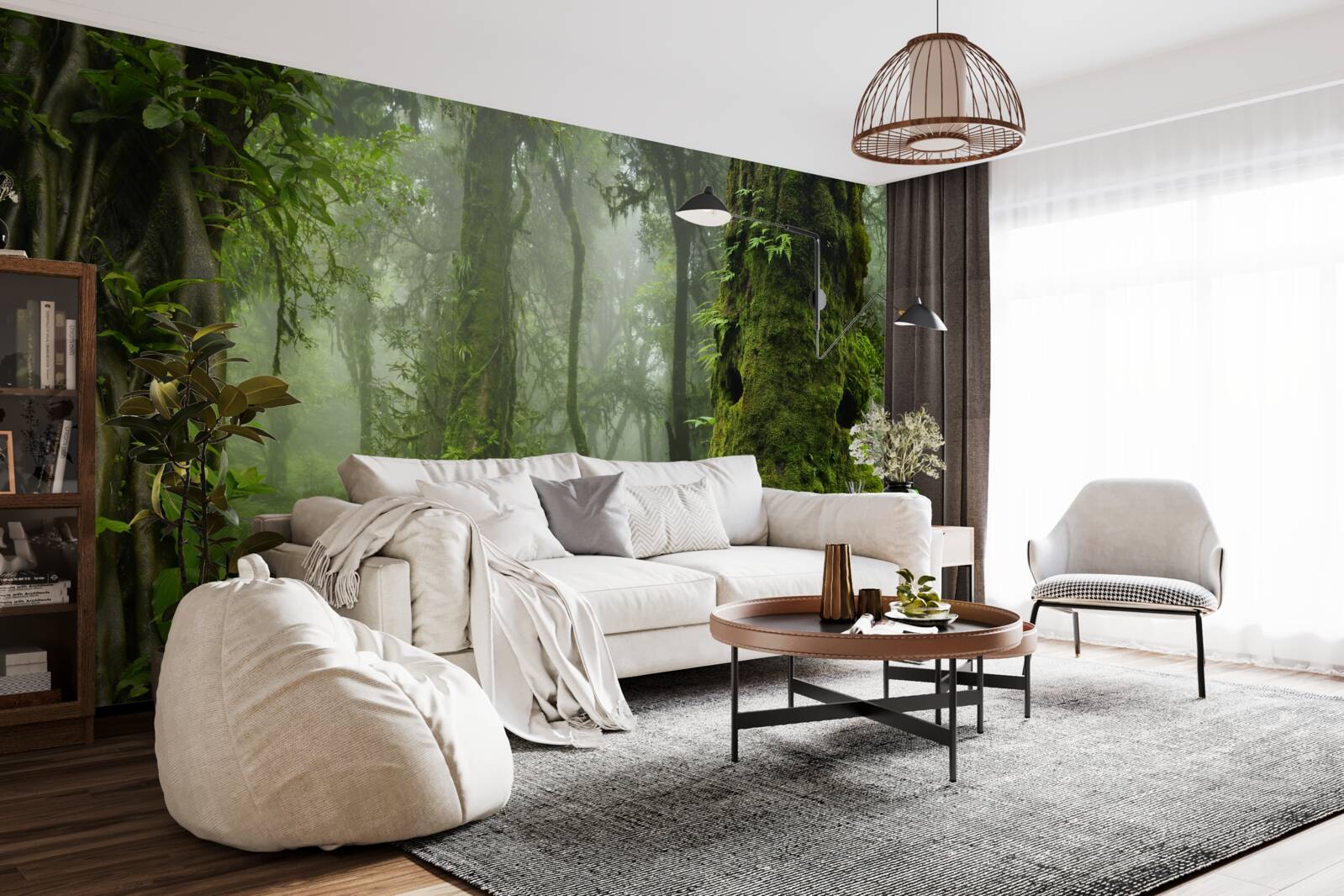 Fototapet precipitații abundente într-o pădure străveche