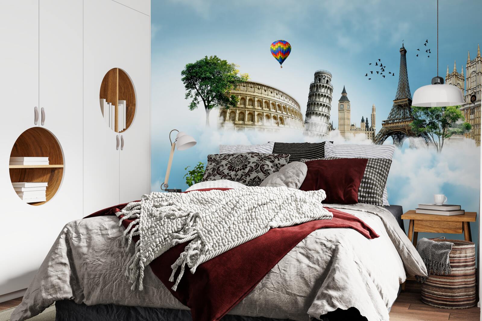 Fototapet monumente ale orașelor europene pe cer