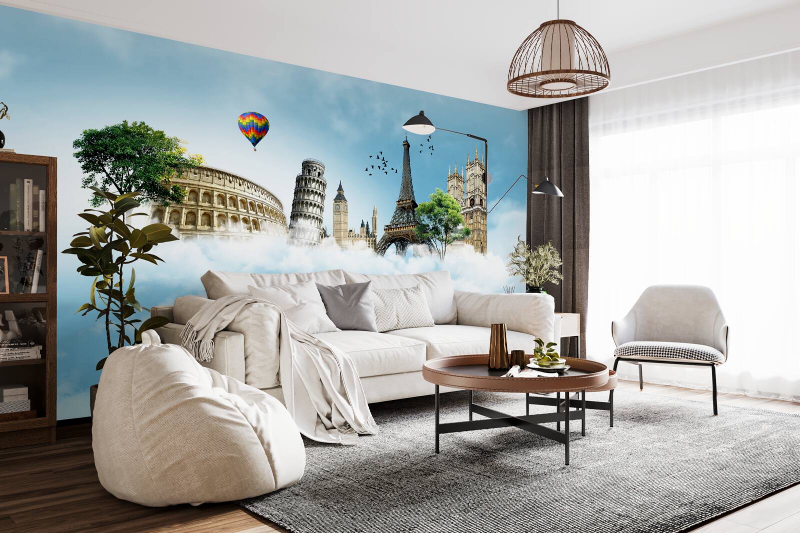 Fototapet monumente ale orașelor europene pe cer