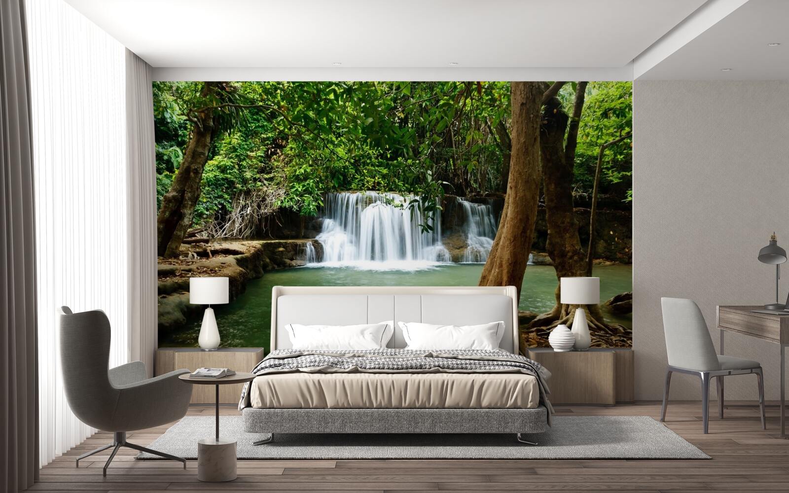 Fototapet cascadă într-o pădure străveche