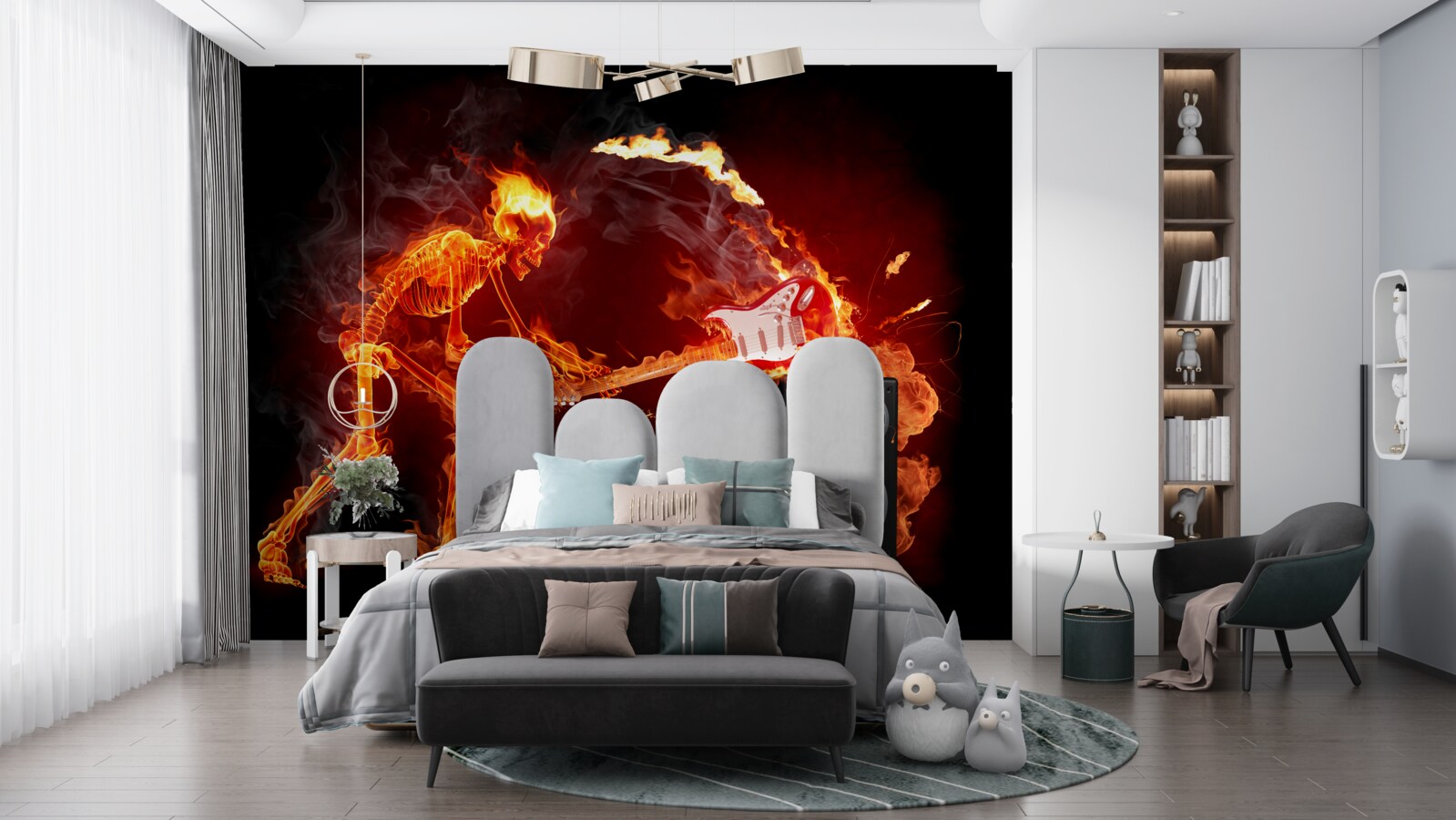 Fototapet artistul distruge chitara pe amplificator