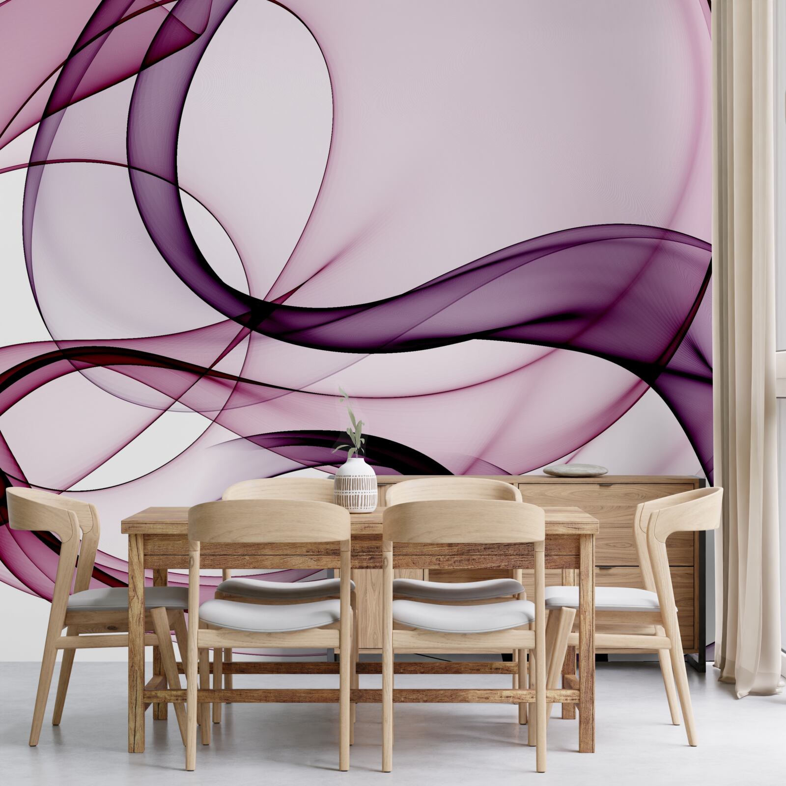 Fototapet linii întunecate, neclare pe mătase moale, deschisă