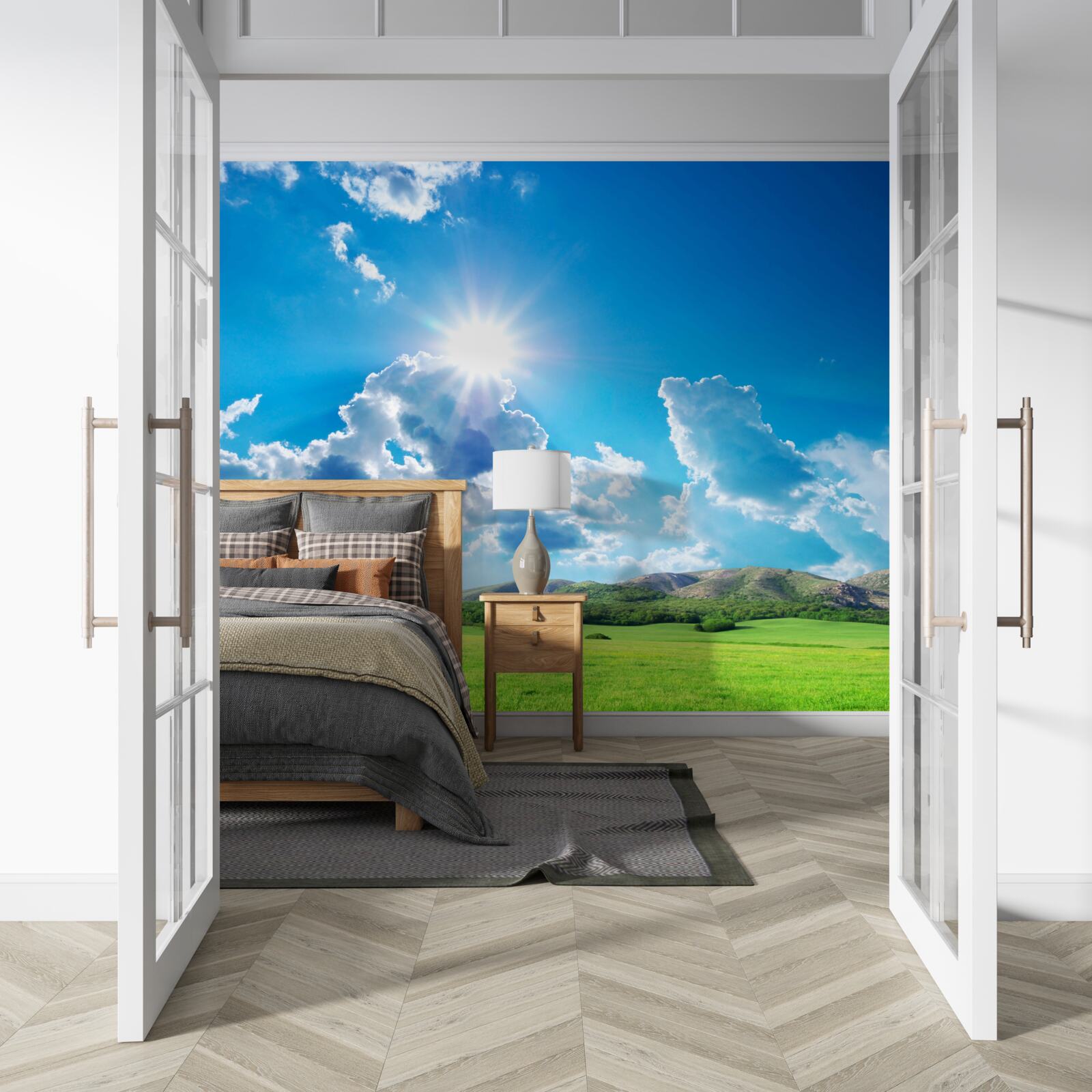 Fototapet o zi strălucitoare de vară pe o pajiște