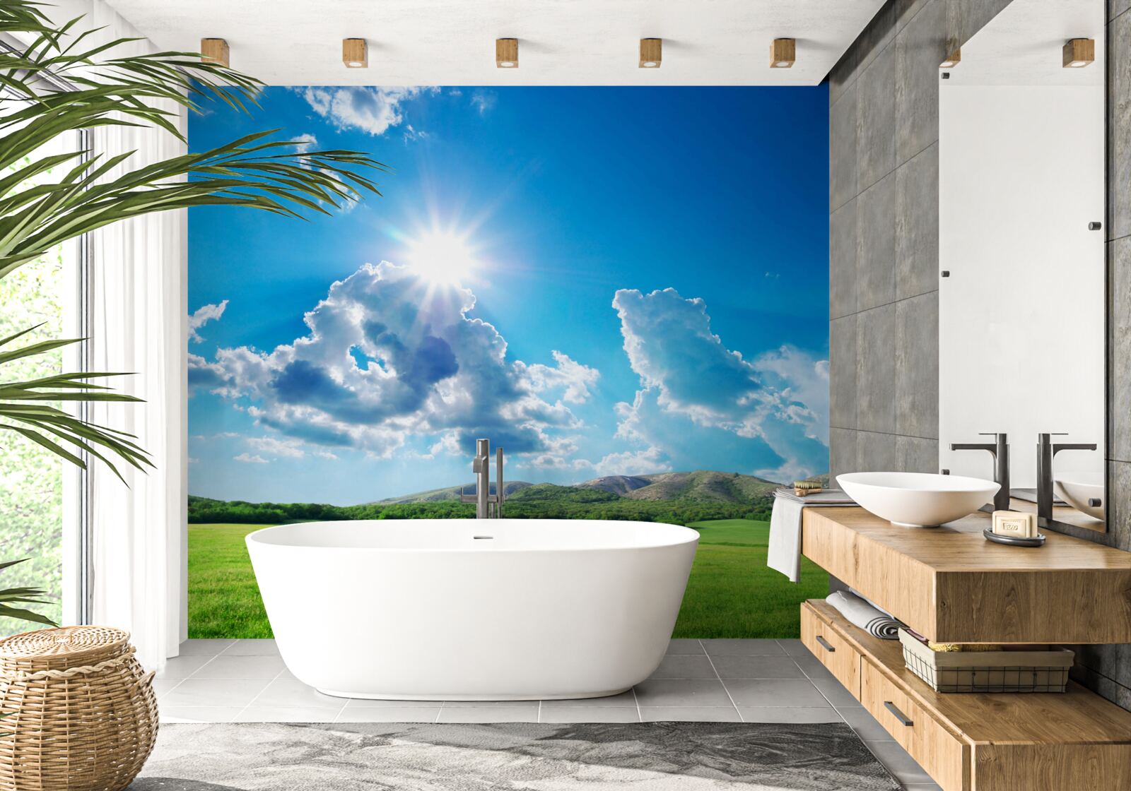 Fototapet o zi strălucitoare de vară pe o pajiște