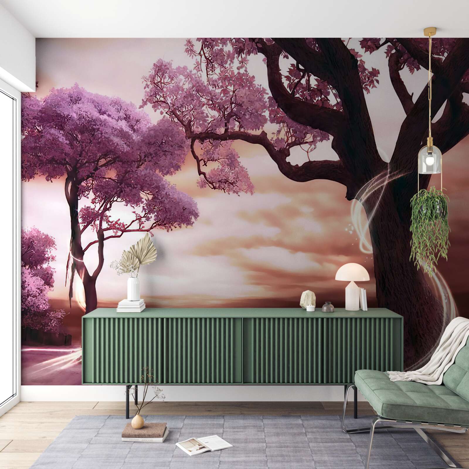 Fototapet copaci rezilienți în deșert, plini de viață și frumusețe