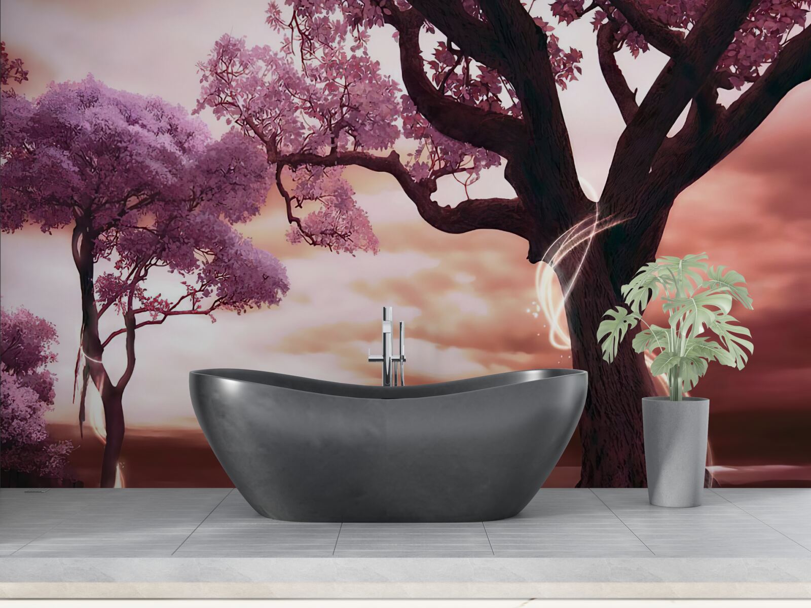 Fototapet copaci rezilienți în deșert, plini de viață și frumusețe