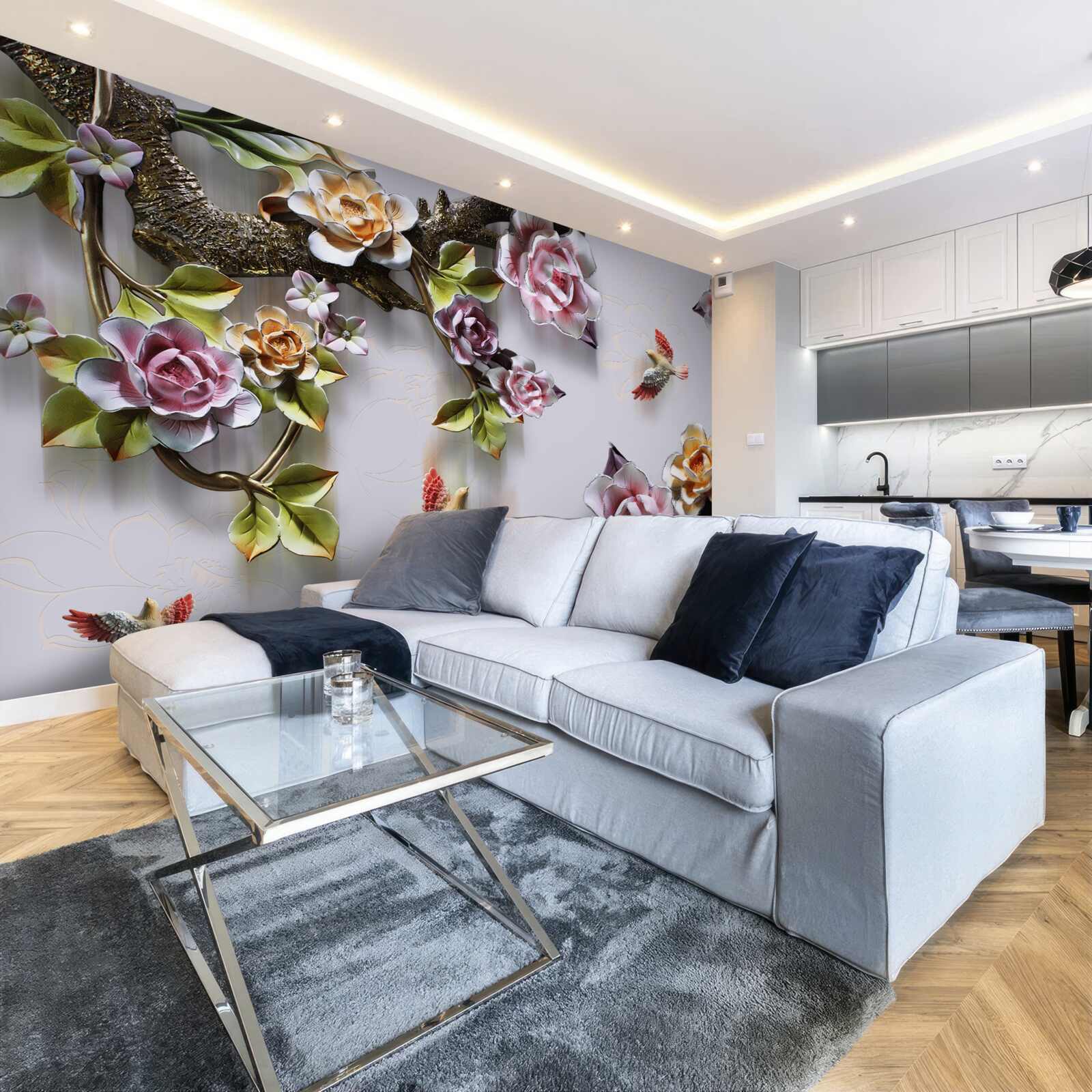 Fototapet păsărilor le place nectarul plantelor înflorite