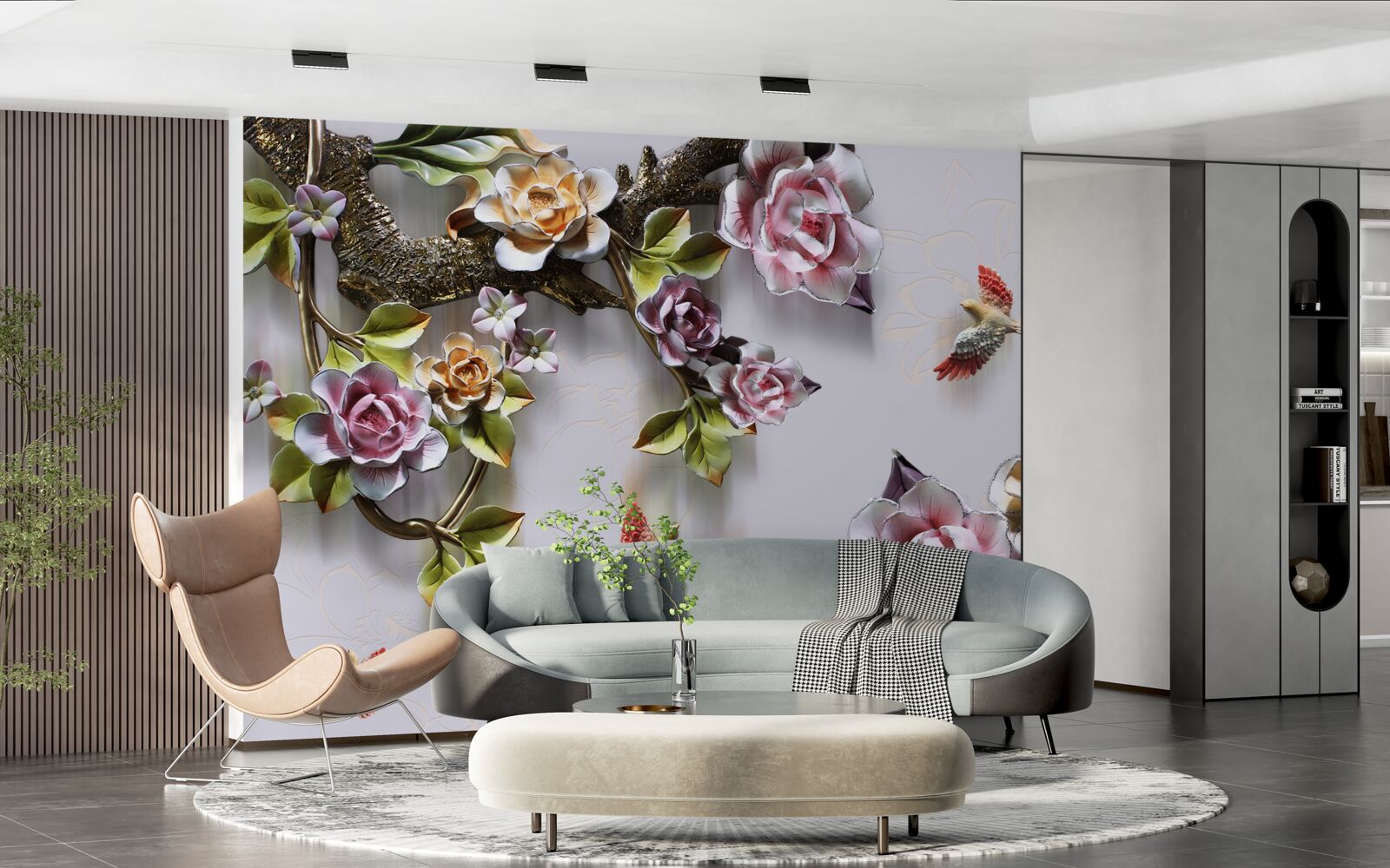 Fototapet păsărilor le place nectarul plantelor înflorite