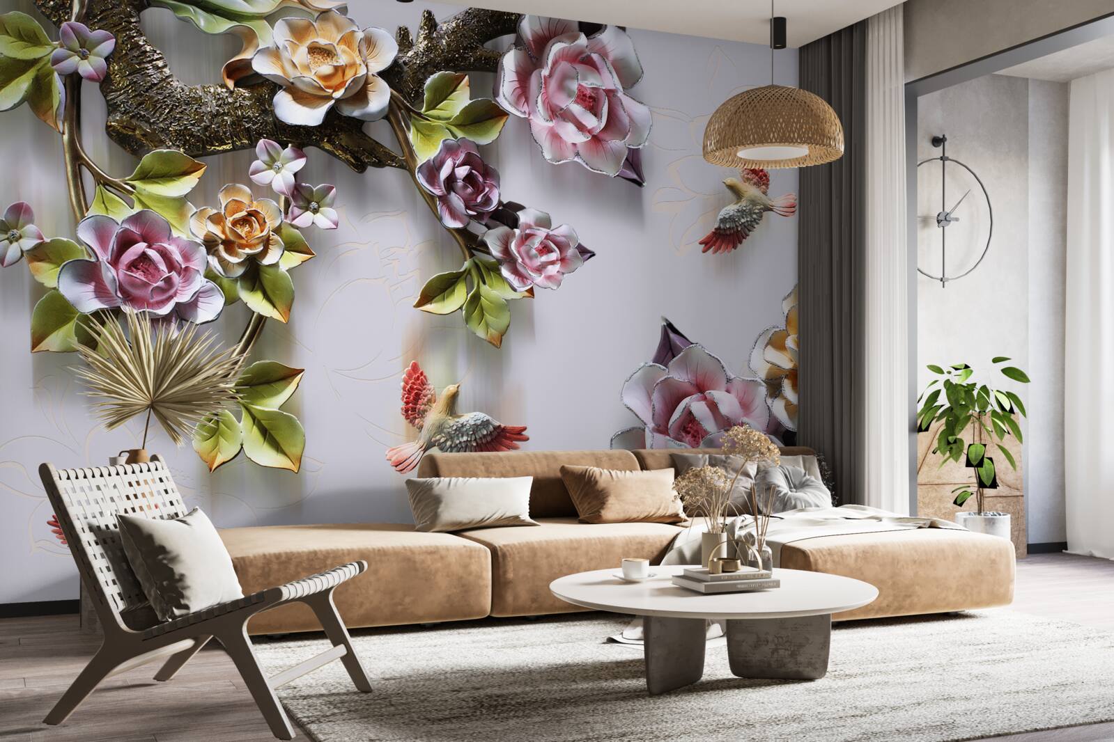 Fototapet păsărilor le place nectarul plantelor înflorite