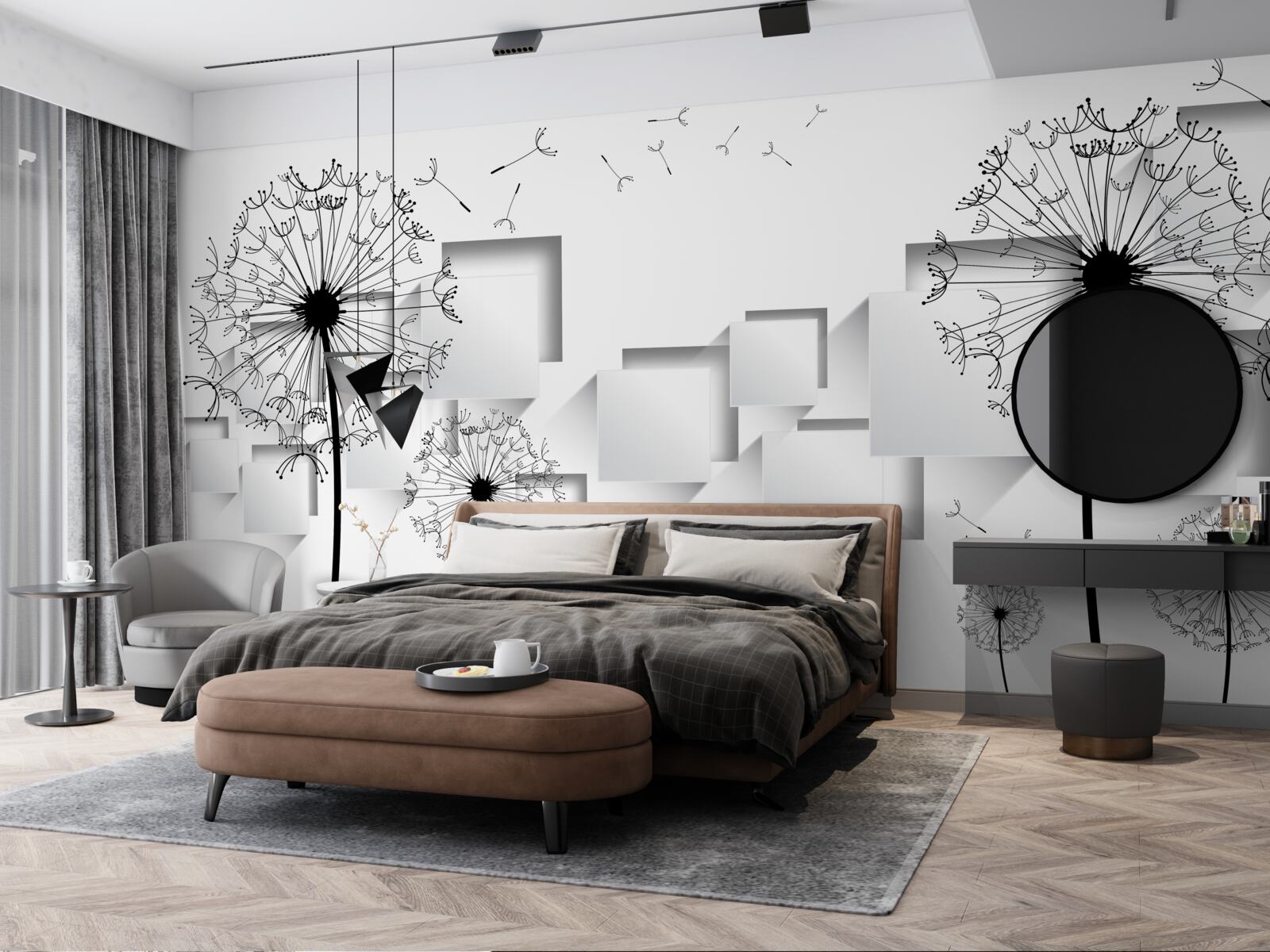 Fototapet cuburile care plutesc în fundal sunt completate de milkweed