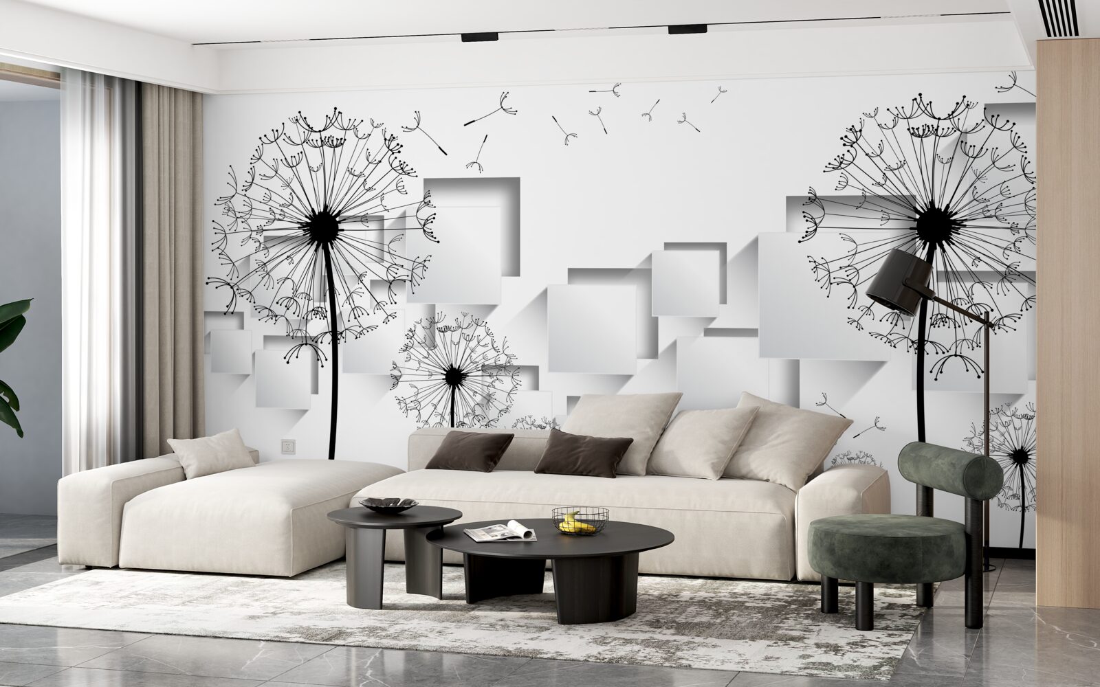 Fototapet cuburile care plutesc în fundal sunt completate de milkweed