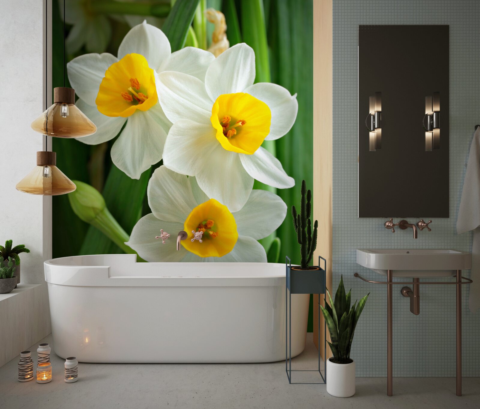 Fototapet narcise de vară frumoase, grațioase