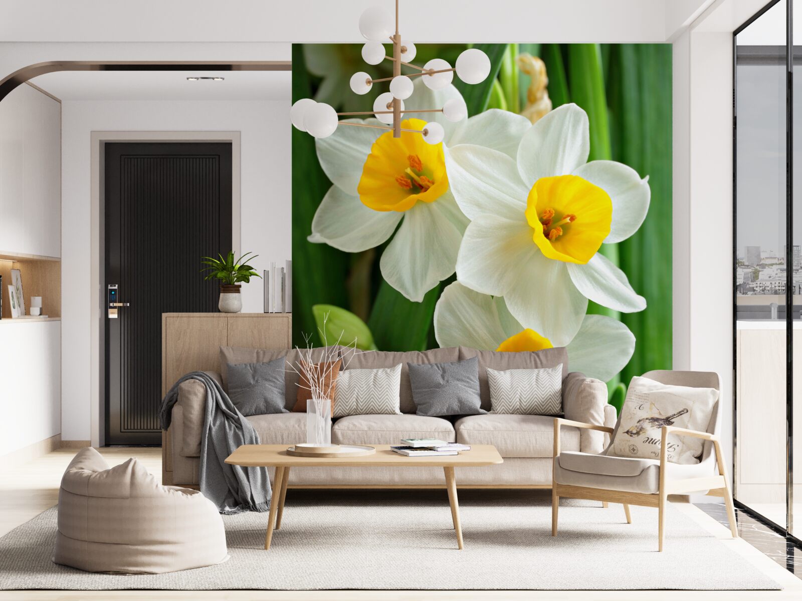 Fototapet narcise de vară frumoase, grațioase