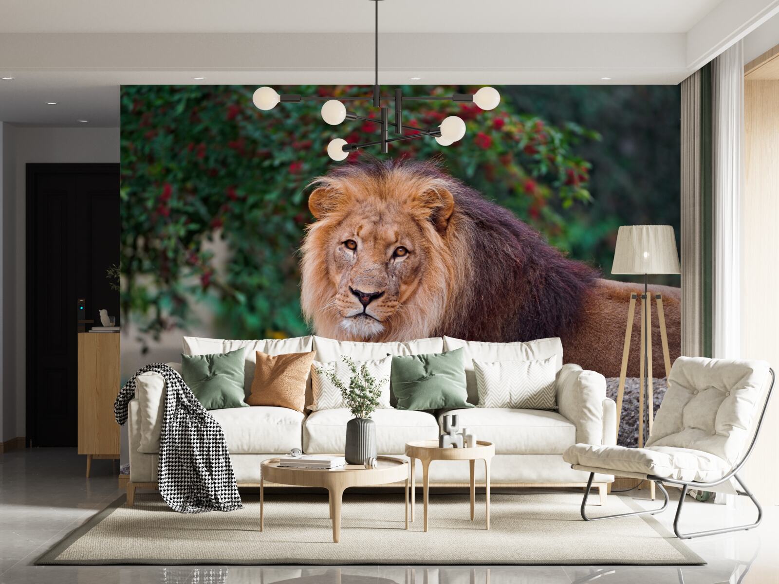 Fototapet un leu adult stă pe o stâncă și așteaptă o leoaică