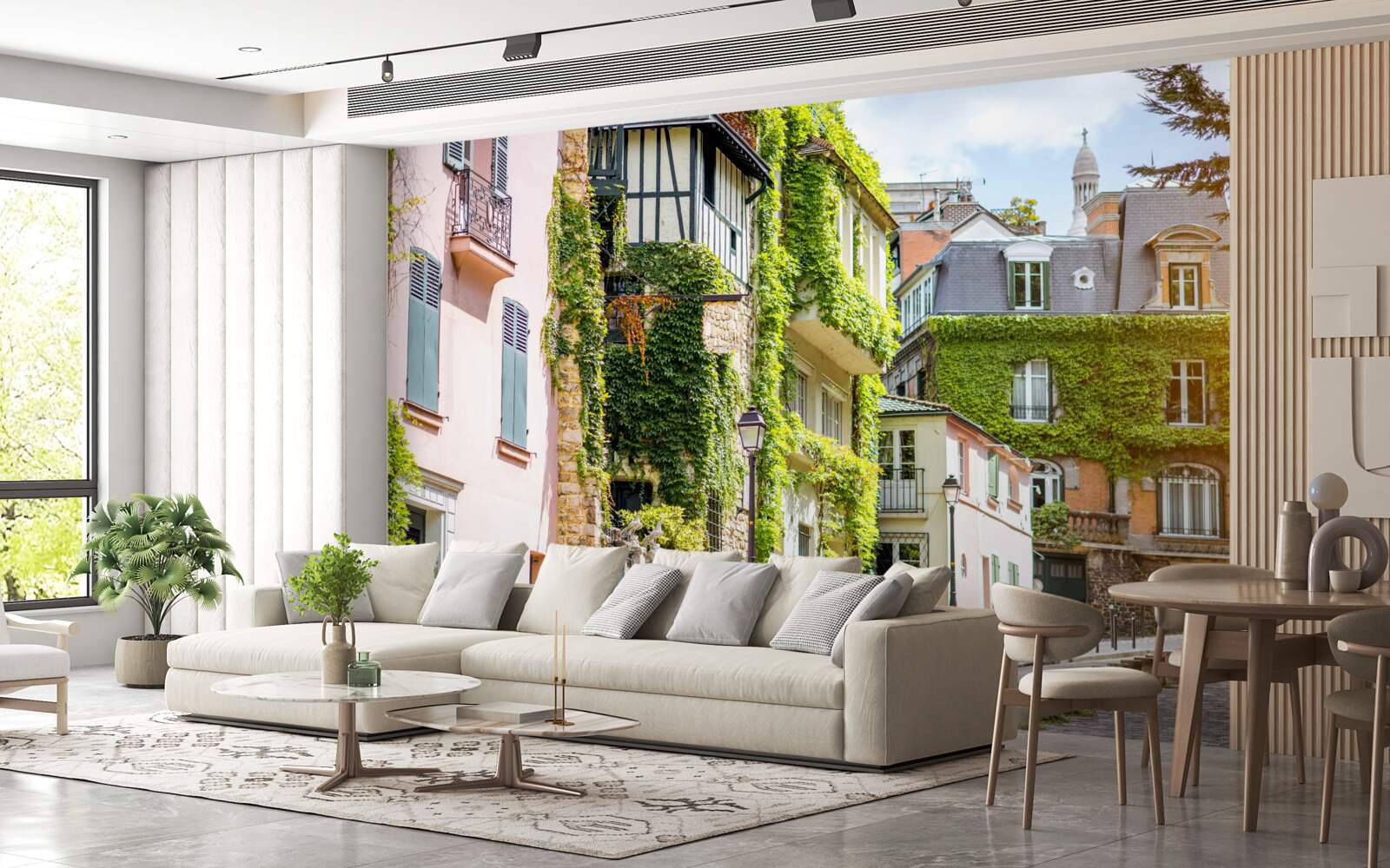 Fototapet case vechi acoperite cu plante frumoase