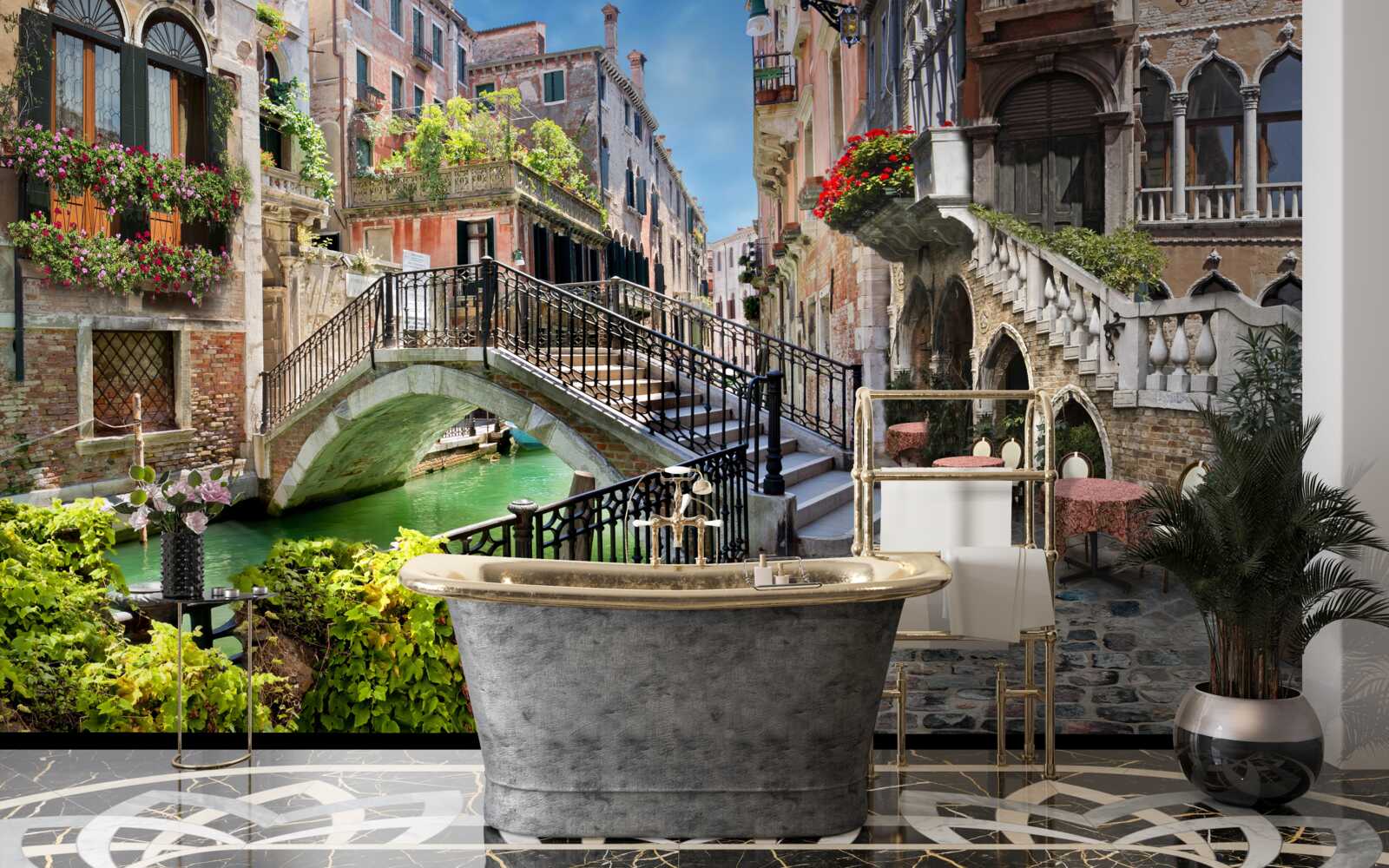 Fototapet pod distrus peste canalul Veneția
