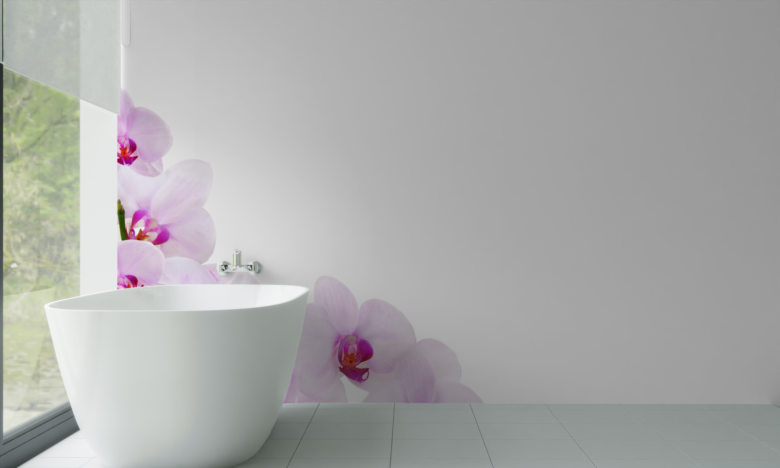 Fototapet ramuri de o orhidee strălucitoare pe un fundal luminos