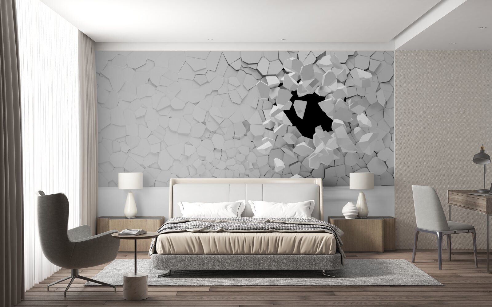 Fototapet zid de piatră gri deteriorat