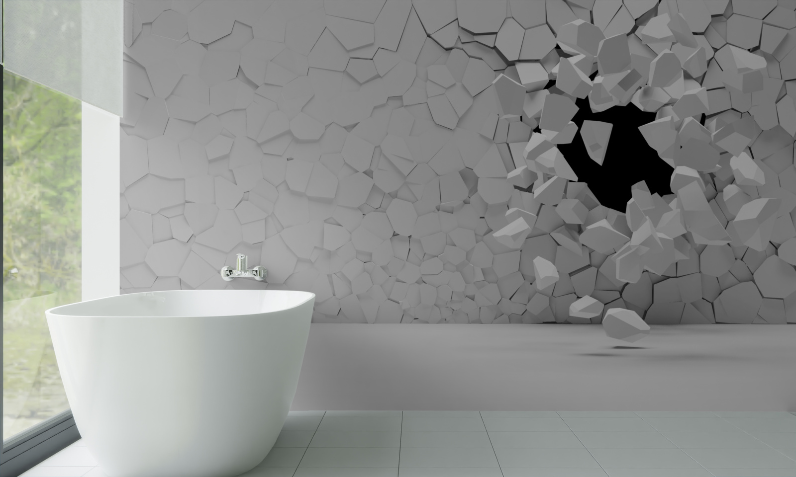 Fototapet zid de piatră gri deteriorat