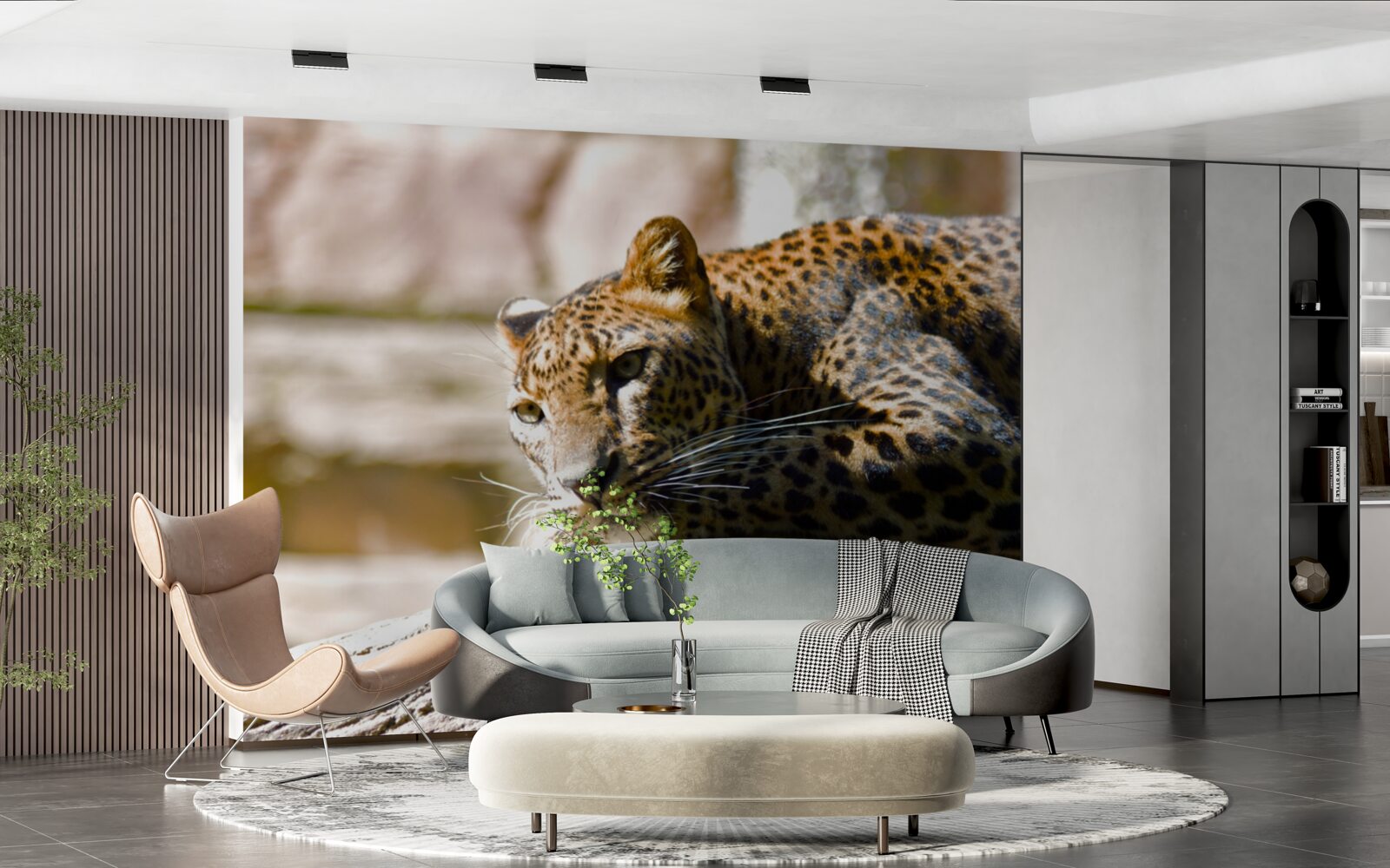 Fototapet panteră scăldată în soarele fierbinte