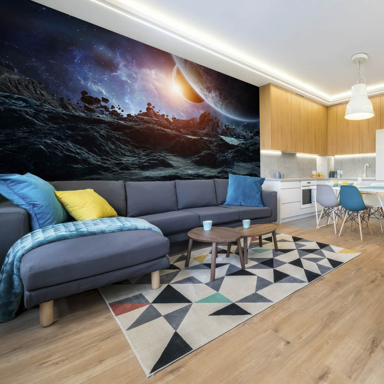 Fototapet o lume viitoare cu planete spațiale