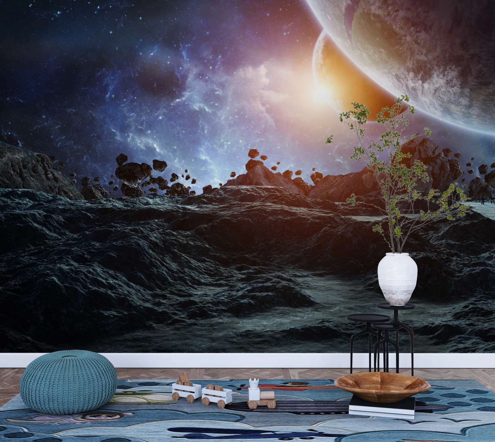 Fototapet o lume viitoare cu planete spațiale