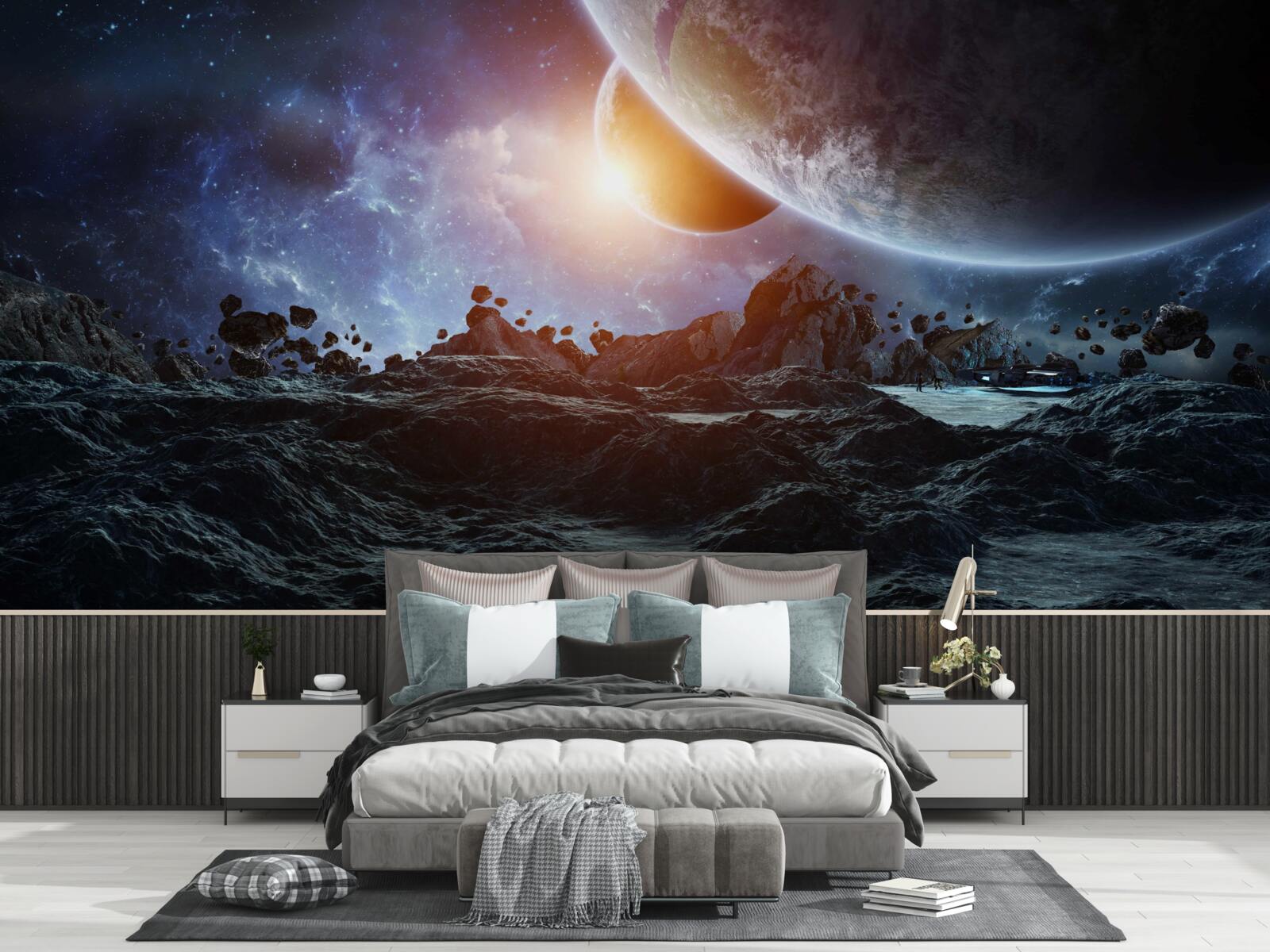 Fototapet o lume viitoare cu planete spațiale