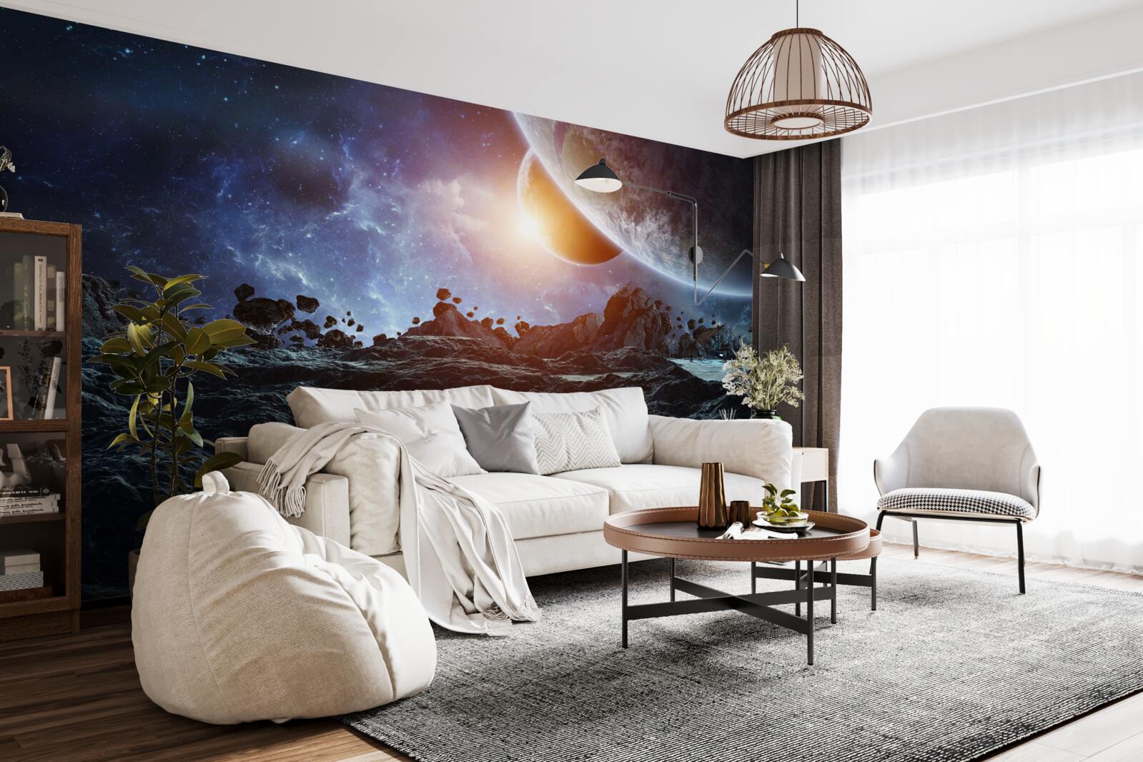 Fototapet o lume viitoare cu planete spațiale