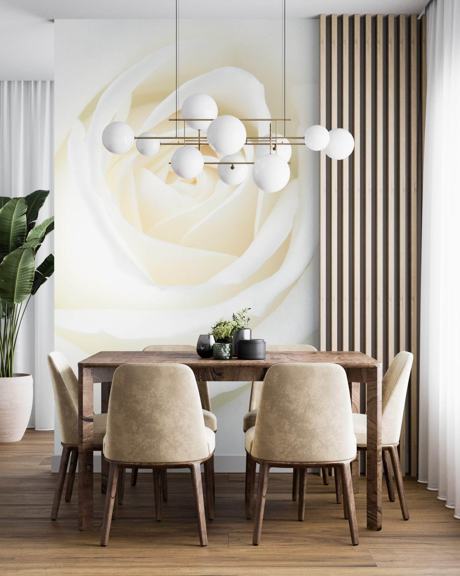 Fototapet prim-plan al unui boboc de trandafir alb ca zăpada