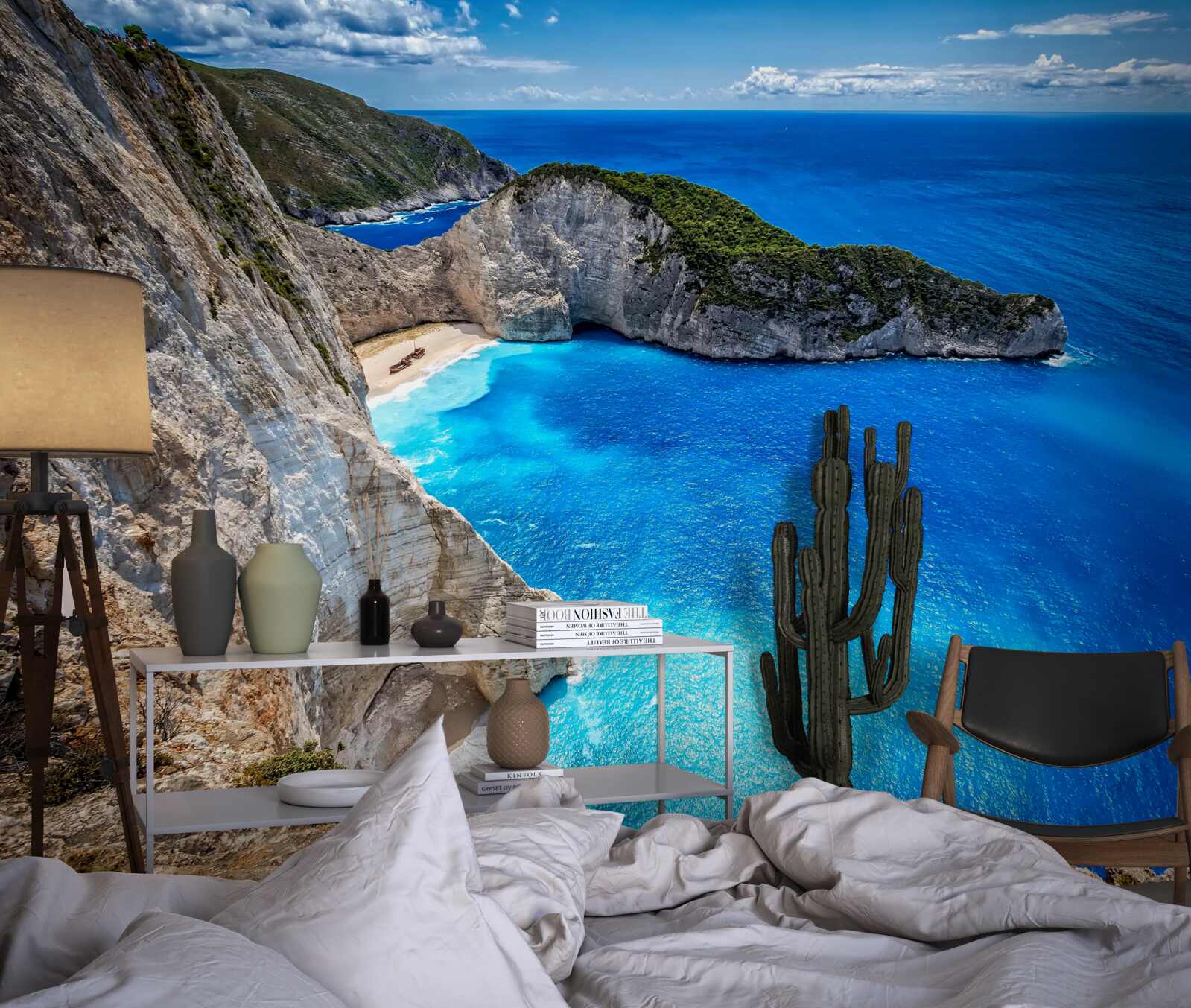 Fototapet plaje albe ca zăpada și ape turcoaz la poalele munților